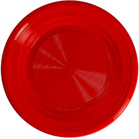 Assiette Amidon Maïs PLA Plate Rouge Ø220 mm (25 Utés)