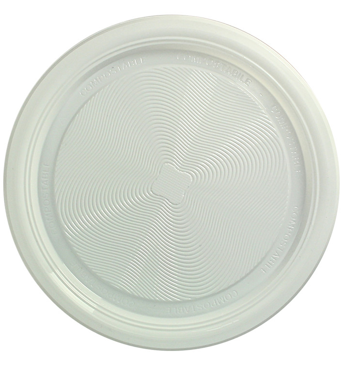 Assiette Amidon Maïs PLA Plate Blanc Ø220 mm (375 Utés)