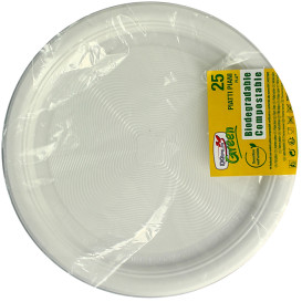 Assiette Amidon Maïs PLA Plate Blanc Ø220 mm (375 Utés)