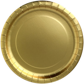 Papieren bord Rond vormig "Party Shinen" goud Ø34cm (3 stuks) 