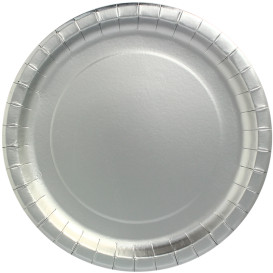 Assiette ronde Carton "Party" Argenté Ø340mm (3 Unités)