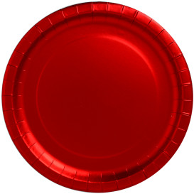 Papieren bord Rond vormig "Party" rood Ø34cm (3 stuks) 