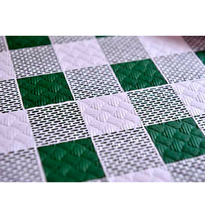 Voorgesneden papieren tafelkleed groen Checkers 40g 1,2x1,2m (300 stuks) 