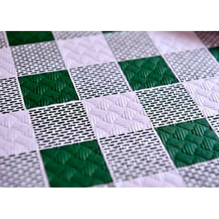 Voorgesneden papieren tafelkleed groen Checkers 40g 1,2x1,2m (300 stuks) 