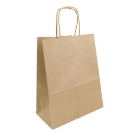 Sac en Papier Kraft Marron avec Anses 100g 22+11x27cm (200 Utés)