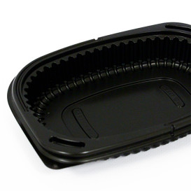 Barquette Rectangulaire PP Noir 400ml 190x140x32mm (480 Utés)