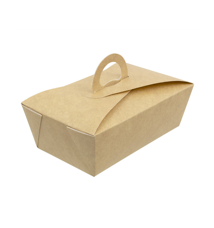 Boîte Kraft avec poignées "Gourmet Bag" 16x9,5x6cm (25 Utés)