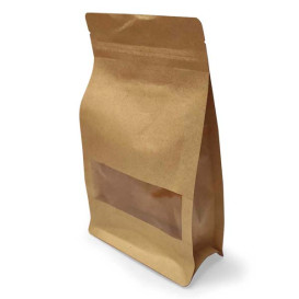 Sac StandUp Kraft avec fermeture et fenêtre 12+6x20cm (50 Utés)