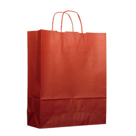 Papieren zak met handgrepen kraft rood 100g 25+11x31cm (200 stuks) 
