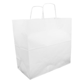 Papieren zak met handgrepen kraft wit 100g 35+15x30cm (200 stuks)
