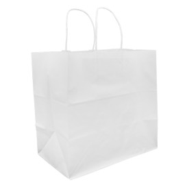 Papieren zak met handgrepen kraft wit 80g 30+18x29cm (200 stuks)