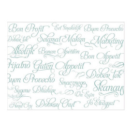 Papieren Placemats 30x40cm "Buen Provecho" Turkoois 40g (1000 stuks)