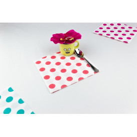 Serviette Papier molletonnée "Pois Rouge" 40x40cm (50 Utés)