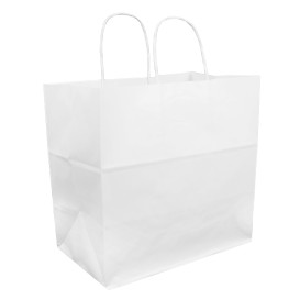 Sac en Papier Kraft Blanc avec Anses 100g 30+18x29cm (25 Utés)