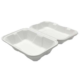 Suikerriet Gescharnierd Container "Menu Box" wit 23x15x7,7cm (200 stuks) 