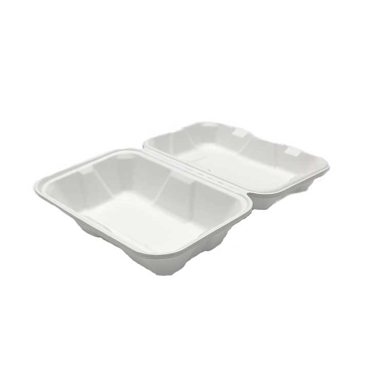 Boîte Bio en Canne à Sucre Blanc 23x15x7,7cm (50 Utés) Boîte Bio en Canne à Sucre Blanc 23x15x7,7cm (50 Utés)