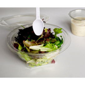 Plastic saladekom APET Rond vormig met lepel 250ml Ø12cm (360 stuks)