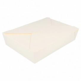 Papieren take-out Container "American" wit 19,7x14x4,6cm 1470ml (50 stuks) 
