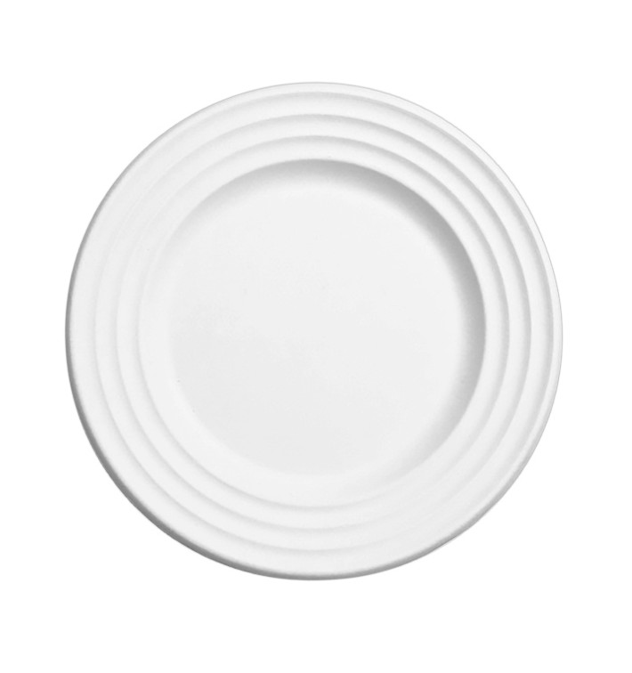Assiette Canne à Sucre Premium Wave Blanc Ø18cm (50 Unités) Assiette Canne à Sucre Premium Wave Blanc Ø18cm (50 Unités)