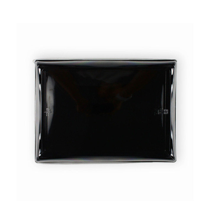 Plateau Rectangulaire Noir et Couvercle PET 16x22cm (120 Utés)