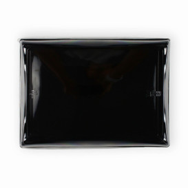 Plateau Rectangulaire Noir et Couvercle PET 16x22cm (15 Utés)