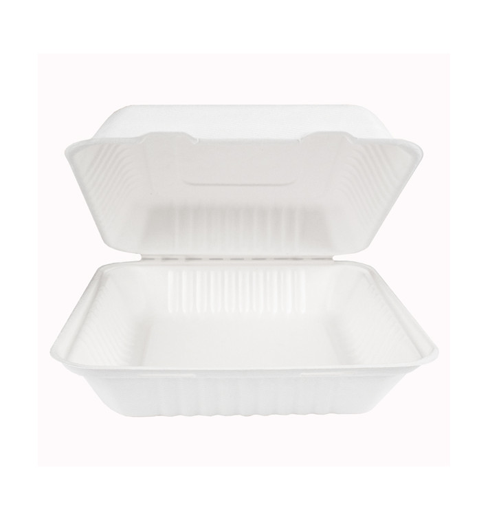 Emballage Canne à Sucre avec PLA Blanche 23x23x7,5cm (50 Utés) Emballage Canne à Sucre avec PLA Blanche 23x23x7,5cm (50 Utés)