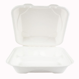 Suikerriet Gescharnierd Container wit 3C 23x15x7,5cm (50 stuks)