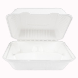 Emballage Canne à Sucre avec PLA Blanc 3C 23x23x7,5cm (50 Utés)