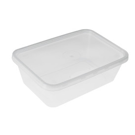 Plastic Container en Plastic Deksel PP Rechthoekige Vorm 750ml (50 Stuks)