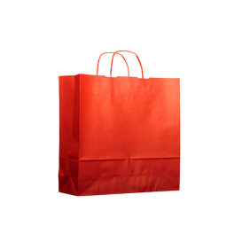 Sac en Papier Kraft Rouge avec Anses 100g 22+9x23 cm (25 Utés)