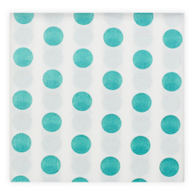 Papieren servet dubbel punt "Polkadots Turkoois" 40x40cm (50 stuks) 