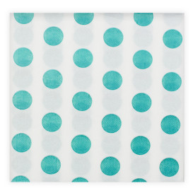 Serviette Papier molletonnée "Pois Turquoise" 40x40cm (600 Utés)