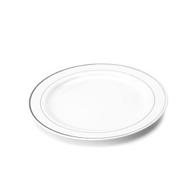 Assiette en Plastique Dur avec Liseré Argent 19cm (200 Utés)