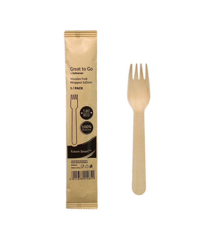 Fourchette en Bois Emballée 16cm (25 Utés) Fourchette en Bois Emballée 16cm (25 Utés)