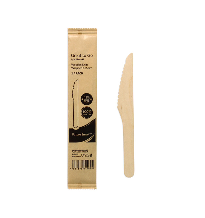 Couteau en Bois Emballé 16,5cm (500 Utés) Couteau en Bois Emballé 16,5cm (500 Utés)