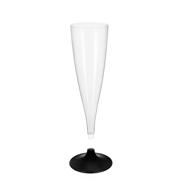 Flûte Champagne Plastique Pied Noir 140ml 2P (400 Utés) Flûte Champagne Plastique Pied Noir 140ml 2P (400 Utés)