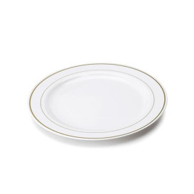 Assiette en Plastique Dur avec Liseré Or 26cm (200 Utés)