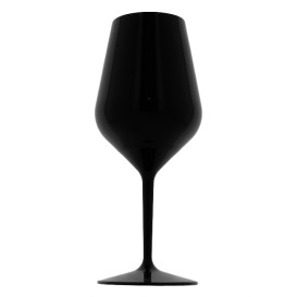 Plastic herbruikbaar glas Wijn "Tritan" zwart 470ml (6 stuks)