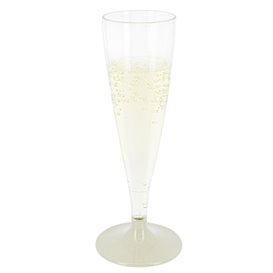 Flûte Champagne Plastique Pied Beige 140ml 2P (400 Utés)