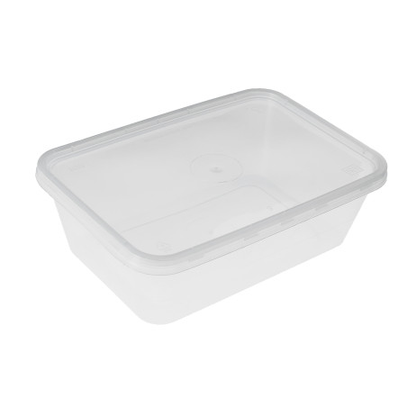 Barquette et Couvercle Plastique Transparent 500ml (50 Utés)