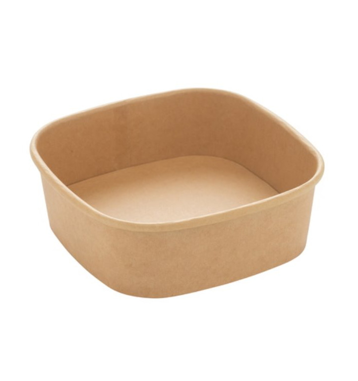 Pot Carré en Carton Kraft 350ml 13x13x4,3cm (300 Utés) Pot Carré en Carton Kraft 350ml 13x13x4,3cm (300 Utés)
