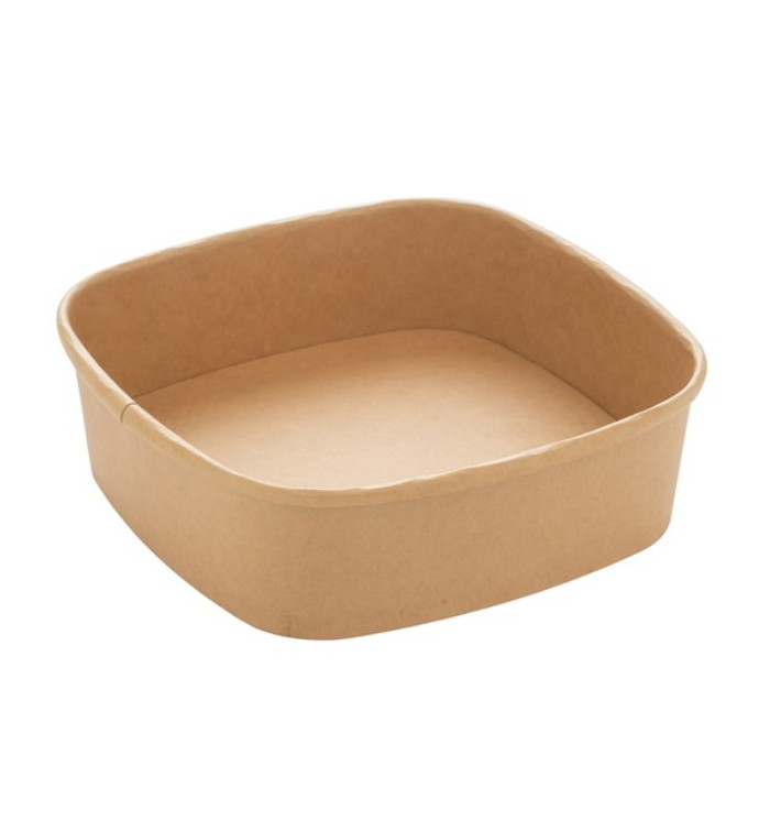 Vierkante Kraftpapier Container 750ml 17x17x5cm (50 Stuks) Vierkante Kraftpapier Container 750ml 17x17x5cm (50 Stuks)