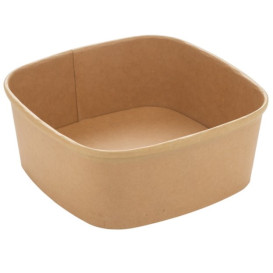 Pot Carré en Carton Kraft 1000ml 17x17x6,5cm (50 Utés)