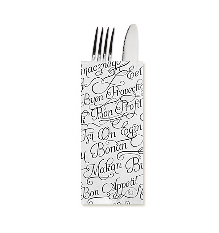 Enveloppe Porte-Couverts avec Serviettes Bon Appetit 11x25cm (800 Utés)