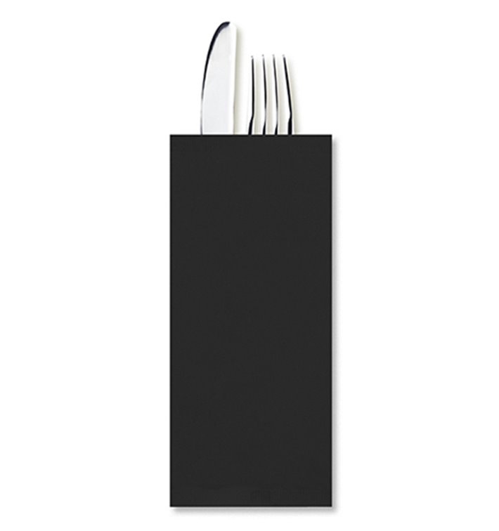 Enveloppe Porte-Couverts avec Serviettes Noir (100 Utés) Enveloppe Porte-Couverts avec Serviettes Noir (100 Utés)