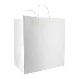 Sac en papier avec Anses Blanc 100g/m² 36+24x39cm (50 Utés)