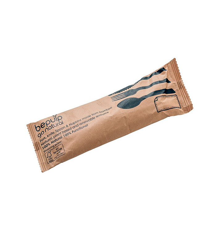 Set de Couverts en Bambou Avec Serviette 3Pcs (300 Sets) Set de Couverts en Bambou Avec Serviette 3Pcs (300 Sets)