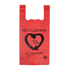 Plastic Hemddraagtassen 70% Gerecycled Rood 42x53cm 50µm (50 stuks) 