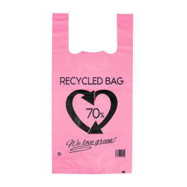 Plastic Hemddraagtassen 70% Gerecycled Roze 42x53cm 50µm (50 stuks) 