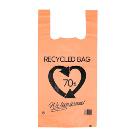 Plastic Hemddraagtassen 70% Gerecycled Oranje 42x53cm 50µm (50 stuks) 